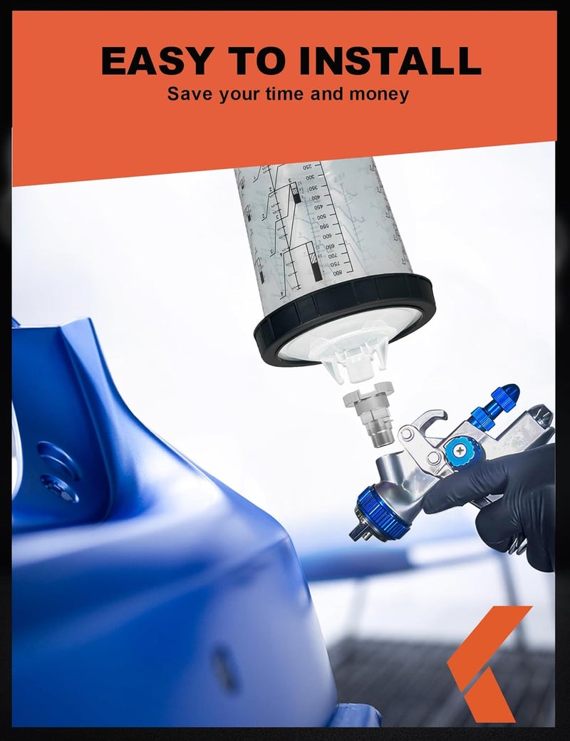 KREFINISH محول كوب بندقية الرش لنظام الطلاء - بندقيات الرش HVLP لنظام الطلاء ماستر MPS وكوب الكوب الغلاف والأغطية - Image 3
